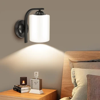 LED стенна лампа Nordic Home-Appliance интериор настроение светлина стена часовник модерна декорация хол спалня стена осветление E27 главата