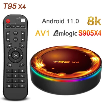 T95X4 Amlogic S905X4 Smart TV Box Android 11.0 4GB 64GB AV1 8K HD 2.4GHZ&5GHZ Dual Wifi BT4.0 Set Top Box Media Player 4G32G