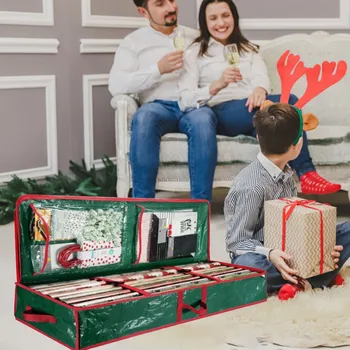 Коледа съхранение багажник чанта просторен под легло опаковане контейнер идеален за опаковане на подаръци панделки лъкове (2pc) бърза доставка