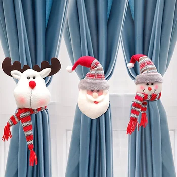 1pc Коледна завеса катарама със снежен човек сладък завеса декорация творчески завеса катарама за дома прозорец коледна украса