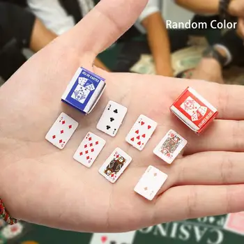 Сладки миниатюрни игри Покер мини карти за игра Супер мини пръст покер карти комплект миниатюрни за кукли аксесоар декорация на дома