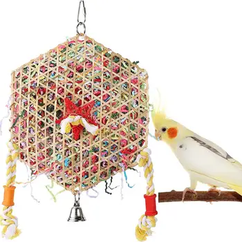 Шестоъгълна птица Хранене Раздробяване играчка Сейф дъвчаща скука облекчение висулка играчка за папагали Cockatiels Conures