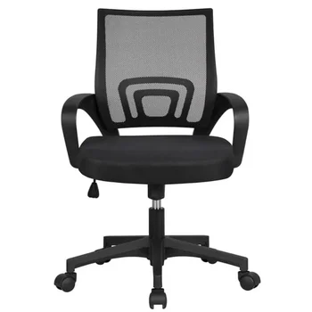 Регулируема средна задна мрежа въртящ се офис стол с подлакътници черен компютър фотьойл мебели столове игри евтини възглавница