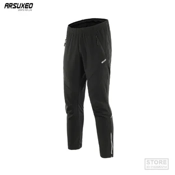 ARSUXEO Мъжки зимни топлинни панталони от руно Multi Sports Running Bike Cycling Pants Ветроупорен 18Z