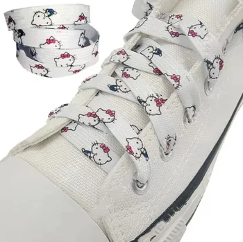 Sanrio Hello Kitty Kuromi 140Cm/150Cm Shoelace Cartoon Fashion Flat Shoe Laces Accessories Спортни обувки Графити Връзки за обувки