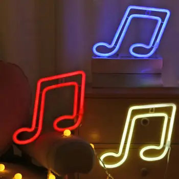 Музикална нота форма LED светлини знак ярък компютър светеща нощна стена неонова светлина за бар