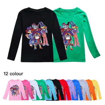 2024 Ново Невероятният дигитален цирк Pomni Jax T Shirt Детска памучна тениска Baby Girls Casual Tshirt Toddler Boys Long Sleeve Tops