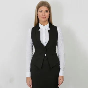 Дамски костюм жилетка мода еднореден тънък годни ръкав стойка яка подходящ за OL професионални бизнес ежедневни върхове