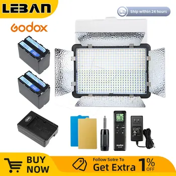 Godox LED500LRW LED видео светлина 5600K бяла версия с дистанционно управление + 2x NP-970 батерия и зарядно устройство за студийна фотография видео