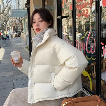 2024 Зимни жени 90% бяла патица надолу яке женски корейски мода твърди хлабав случайни паркове дами кратко дебел топло буфер палто