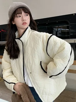 Улично облекло Ново зимно пачуърк топло дамско яке Harajuku ципове хлабав ежедневни върхове 2023 All Match Pocket Y2k естетическо палто