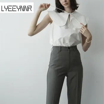 LYEEYNNR Лято 2023 Ново в блуза жени Harajuku плътен цвят прости ризи женски високо качество мода хлабав vetement Femme