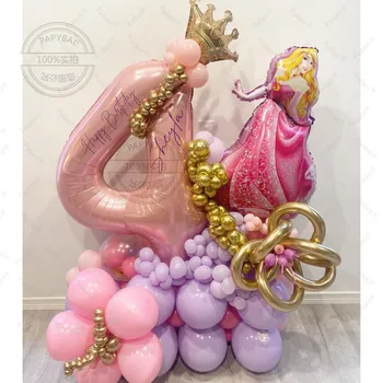 26бр Розова принцеса Aurora фолио балони набор 32