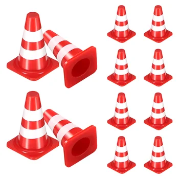 50pcs мини пътни блокади пластмасови пътни конуси миниатюрни пътни знаци симулирани конуси за безопасност за деца