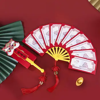 Годината на драконовия червен плик фен дизайн карикатура модел с пискюли Традиционна китайска чанта за пари 2024 Пролетен фестивал