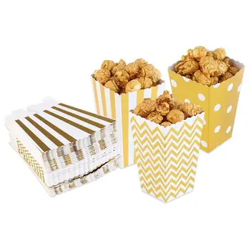 12pcs/pack бр пуканки кутии жълт дизайн трио миниатюрни печени ръб картон парти картон бонбони Sanck чанти филм доставка
