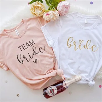 Bride To Be Team Bride Wedding Decoration T-shirt Women's Short Women Tops Bachelorette Party Shower Hen Party Bridesmaid Gift