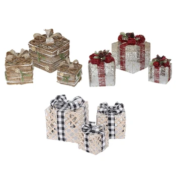 Коледна подаръчна кутия орнамент комплект от 3 многофункционални парти фонови декорации N84C