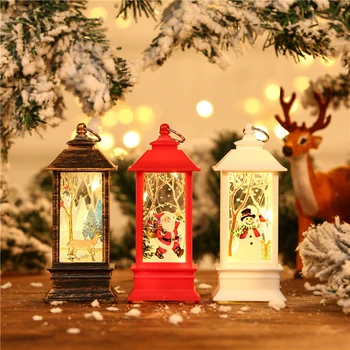 Коледен фенер свещ нощна светлина орнаменти Led Дядо Коледа снежен човек висяща лампа за дома 2023 Нова година Коледа парти декорация
