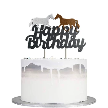 1 комплект Horsemanship Рожден ден Филц Капкейк Topper Party Decaration Честит рожден ден