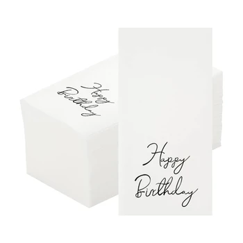 100Pcs персонализирани салфетки за рожден ден бяло злато фолио тъкани високо качество евтини еднократни салфетки парти празник