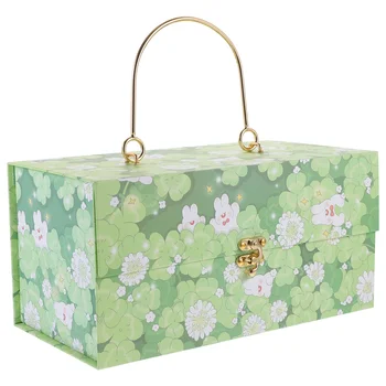 Хартиена подаръчна кутия Декоративна кутия за съхранение с дръжка Карикатура шарени опаковъчна кутия