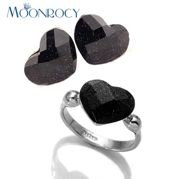 MOONROCY Безплатна доставка Цирконий обеци и пръстен бижута комплект модни бижута кристал бижута комплект за жени подарък