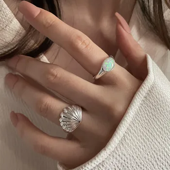Shell Опал камък маншет пръстени за жени момиче 2023 нова тенденция мода реколта бижута дами подарък парти anillos mujer