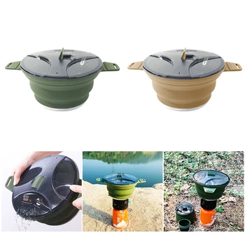 Сгъваем преносим къмпинг Cook Pot Спестяване на пространство Къмпинг чайник Топлоустойчив за туризъм Backpacking за пикник пътуване прибори за хранене