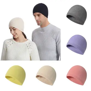 Зимна шапка шапка нов плътен цвят ветроупорен плетена шапка топли антифони вълнени шапки мъже