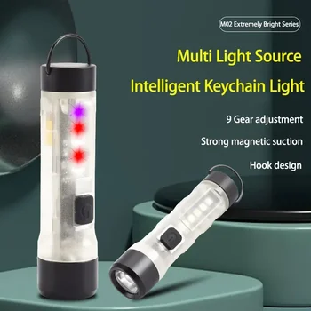 Къмпинг светлина Мулти-режим мини LED фенерче TYPE-C бързо зареждане водоустойчив предупреждение къмпинг преносим фенерче